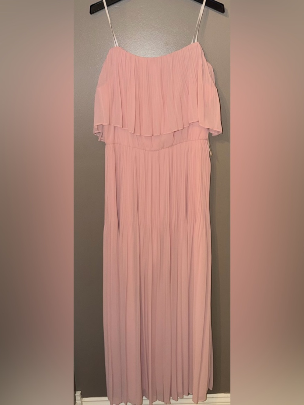 NWT Premier Amour Blush Pink Off Shoulder Pleated Maxi Dress Size 14